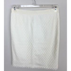 NWT LOFT Eyelet Pencil Skirt, White, Size 4, New With Tags